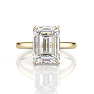 Inel de Logodnǎ – Moissanite Emerald Hidden Halo