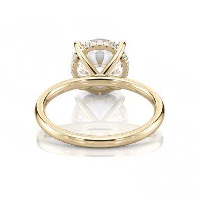 Inel de Logodnǎ – Moissanite Rotund Hidden Halo