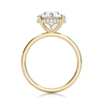 Inel de Logodnǎ – Moissanite Rotund Hidden Halo