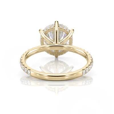 Inel de Logodnǎ – Moissanite Rotund 6 Prongs Pave