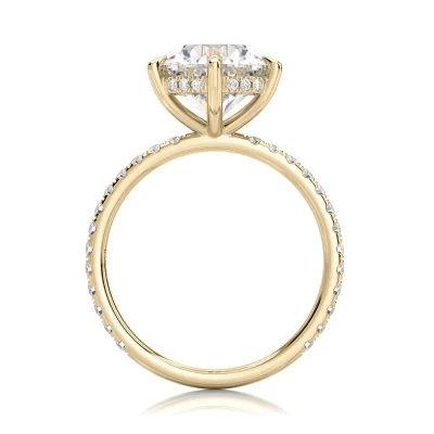 Inel de Logodnǎ – Moissanite Rotund 6 Prongs Pave