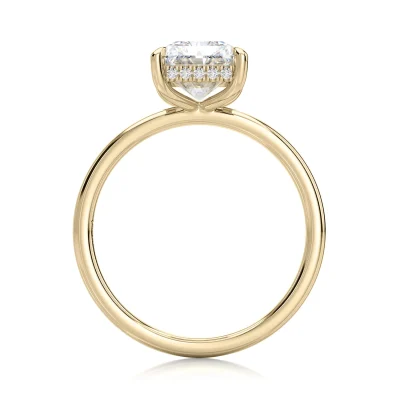 Inel de Logodnǎ – Moissanite Radiant Hidden Halo