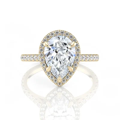 Inel de Logodnǎ – Moissanite Pear Pave