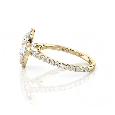 Inel de Logodnǎ – Moissanite Pear Pave