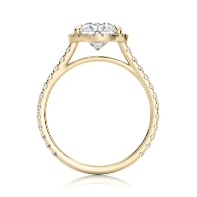 Inel de Logodnǎ – Moissanite Pear Pave