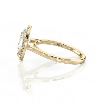 Inel de Logodnǎ – Moissanite Pear Halo